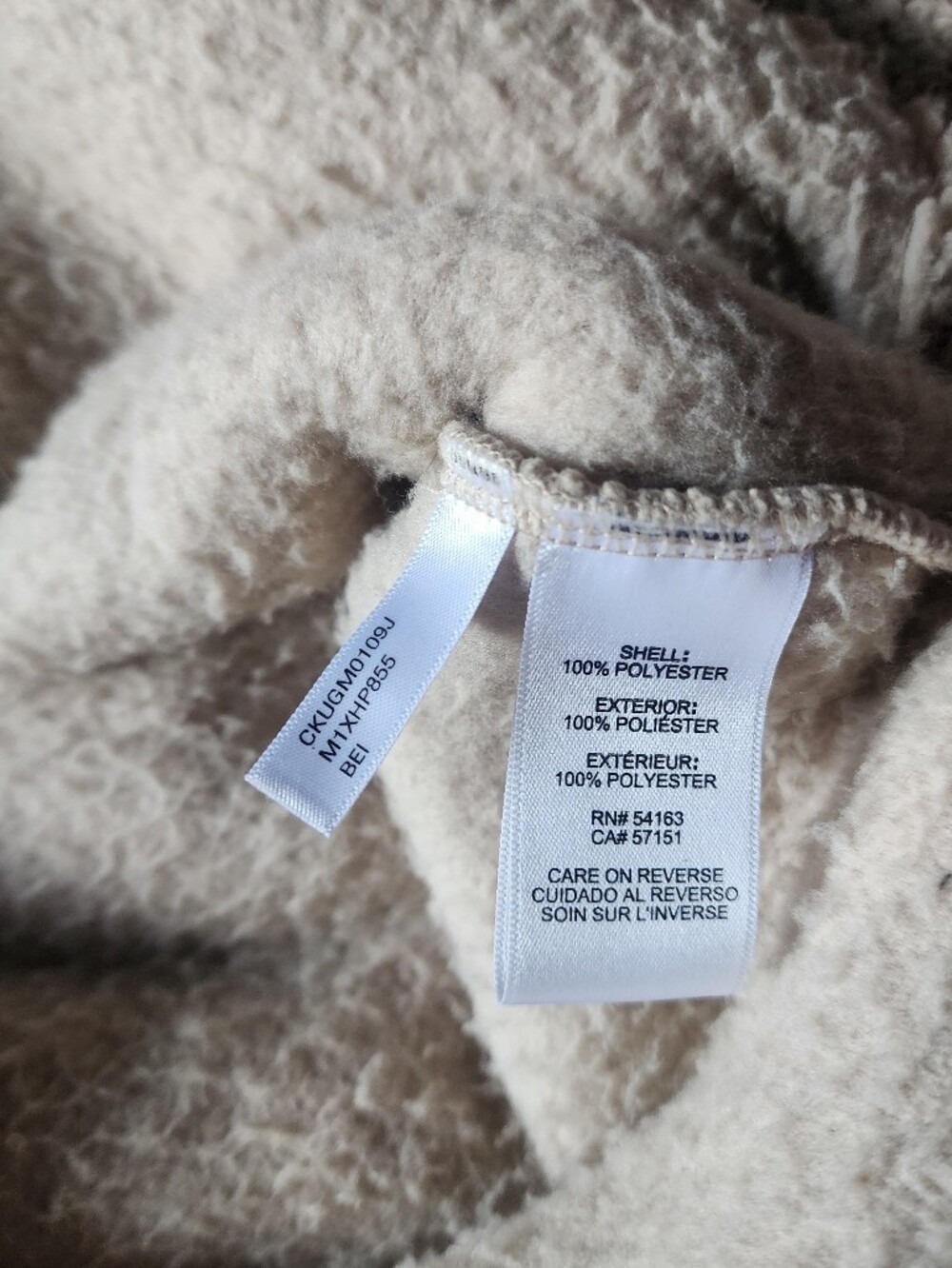 Calvin Klein Beige Sherpa Teddy Fleece Quarter Zip Pullover - Picture 7 of 9